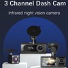3 Channel Car Dash Cam, 1080P Front Rear Inside Car
