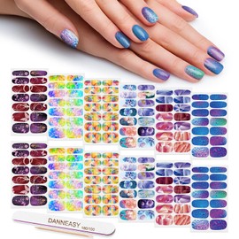 Nail Polish Strips - Starry Star Style, DANNEASY 12 Sheets Adhesive Nail Stickers Gradient Nail Wraps for Women Girls Gel Strips Nails Accessories Manicure Kit 1Pc File, Cuticle Stick