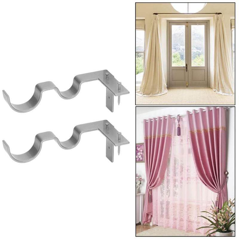 2 PCS Double Curtain Rod Bracket, Hanging Type Curtain Rod