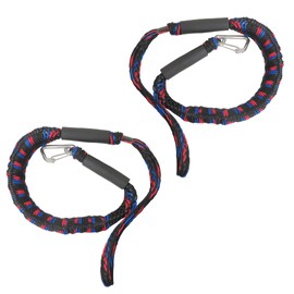 Boat Bungee Dock Lines, for Jet Ski Accessories, Quick and Easy Dock Rope for PWC Jet Ski/Seadoo WaveRunner Pontoon Boat Bass Boat (Black Blue Red, 4 Feet,2 Pack)