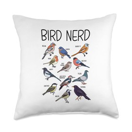 Animal Pet Birds Mom Nerd Cottagecore Wildlife Species Bird Lover Nature Finch Birdwatching Nerd Throw Pillow, 18x18, Multicolor