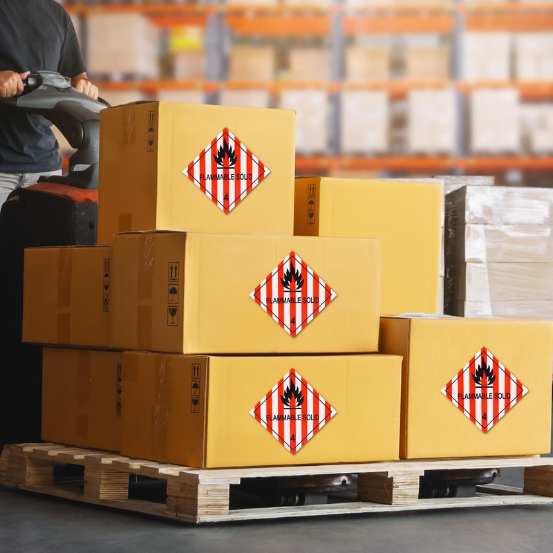Affrolling 500 Pcs Hazard Class 4 Flammable Solid Labels -