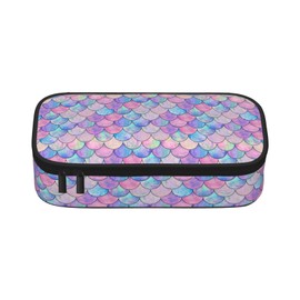 PAUSEBOLL Mermaid Pencil Case for Girls and Kids Cute Pen Box Pouch Large pencil bag with Double Zipper, Portable Pencil Pouch for School Office Supplies