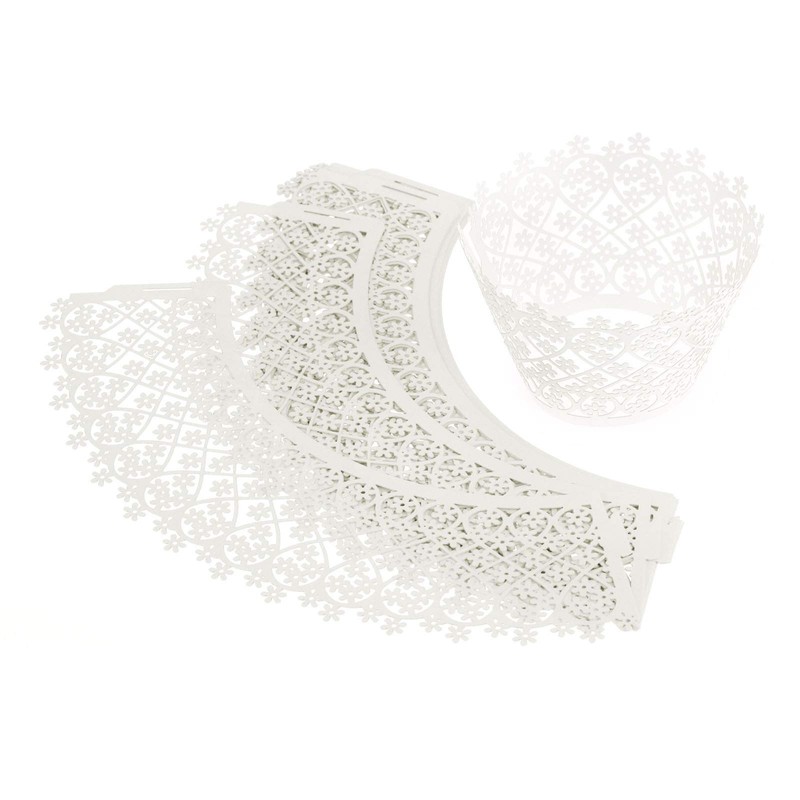 YINETTECH 25 Sheet Flower Cupcake Wrappers Wrap Cases Wedding Birthday