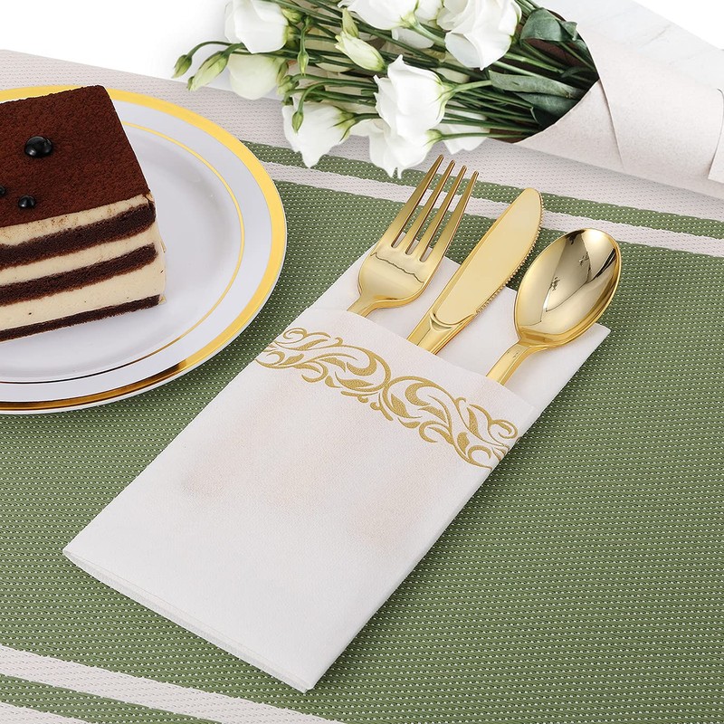 FOCUSLINE 200 Linen Feel Disposable Bathroom Napkins, Soft and Absorbent