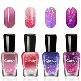 Nail Polish Set Temperature Color Changing Gel Nail Polish Set for DIY Manicure Nail Art. Red Gel Polish Rich Colors and Long Lasting Nail Polish - Quick Dry Without UV (4 Colors Set 7ml)