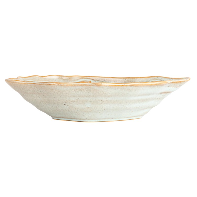 Creative Co-Op Oyster Shaped Stoneware Bowl, Blue