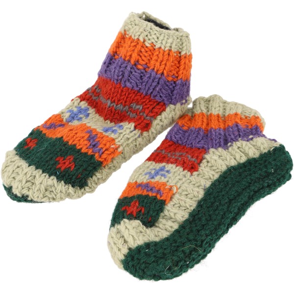 GURU SHOP Wool Slippers, Hand Knitted Hippie Hut Shoes 37-39,