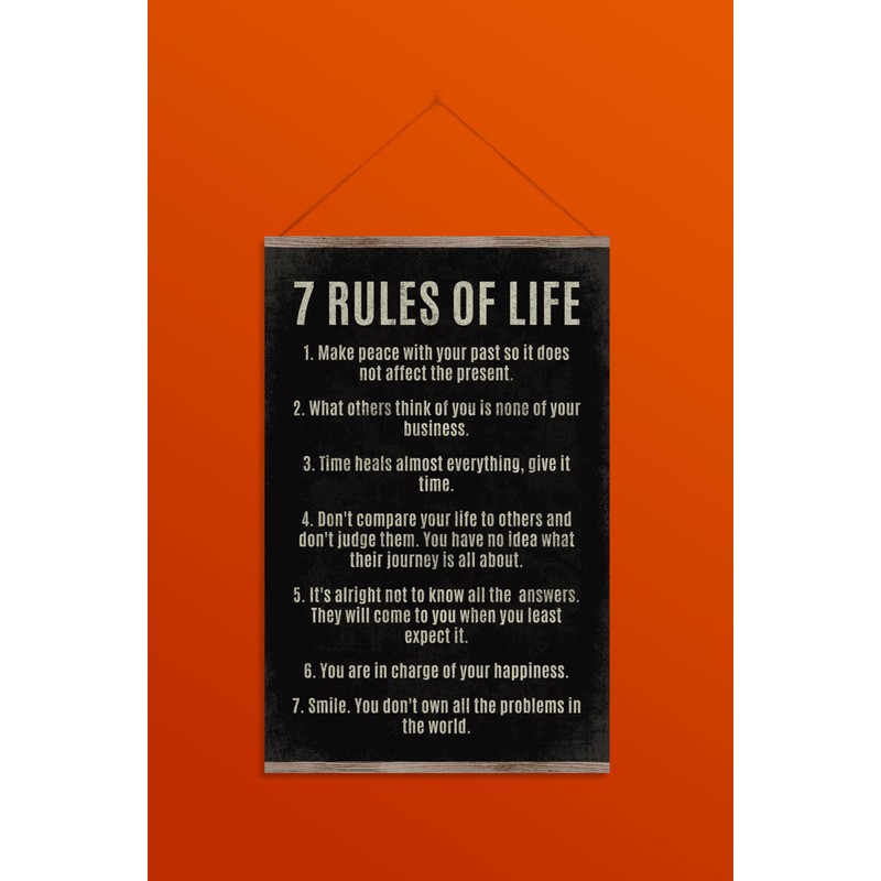7 Rules Of Life, motivational poster print