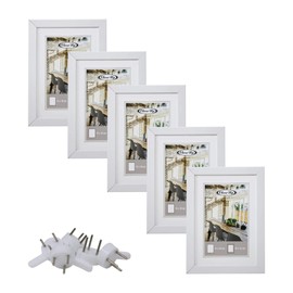 Close Up Picture Frame Set of 5 13 x 18 cm White Premium MDF Frame Shatterproof Plexiglass Panel with Mount Collage