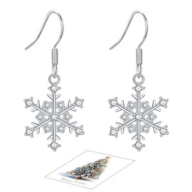 Snowflake Earring Clear Cubic Zirconia Sparkle Hook Dangle Drop Earrings for Women for Christmas
