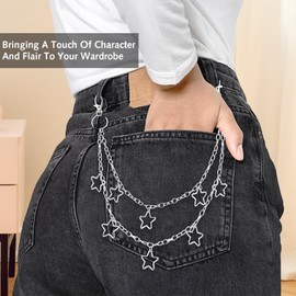 1 pcs Vintage Pants Chain Chain Belts for Women, Chain Belt Layered Pocket Chain Waist Chain Body Accessories for Women Girls, Rock Wallet Chain