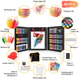 iBayam iBayam Art Kit, 251-Pack Art Supplies Drawing Kits, Arts and Crafts Gifts Box for Kids Teen Girls Boys, Art Set Case with Trifold Easel, Scratch Paper, Sketch Pad, Coloring Book, Crayons, Pencils