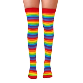 NuJake Rainbow Multicoloured Striped Over The Knee Socks Cotton Rich
