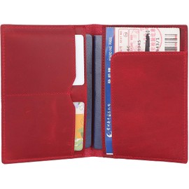 STAR VISTA Albatross Leather Travel Passport Holder, Minimalist Design, Full Grain Leather Case for Women and Men - Slim Passport Wallet, Bifold, RFID Blocking, Crimson Red