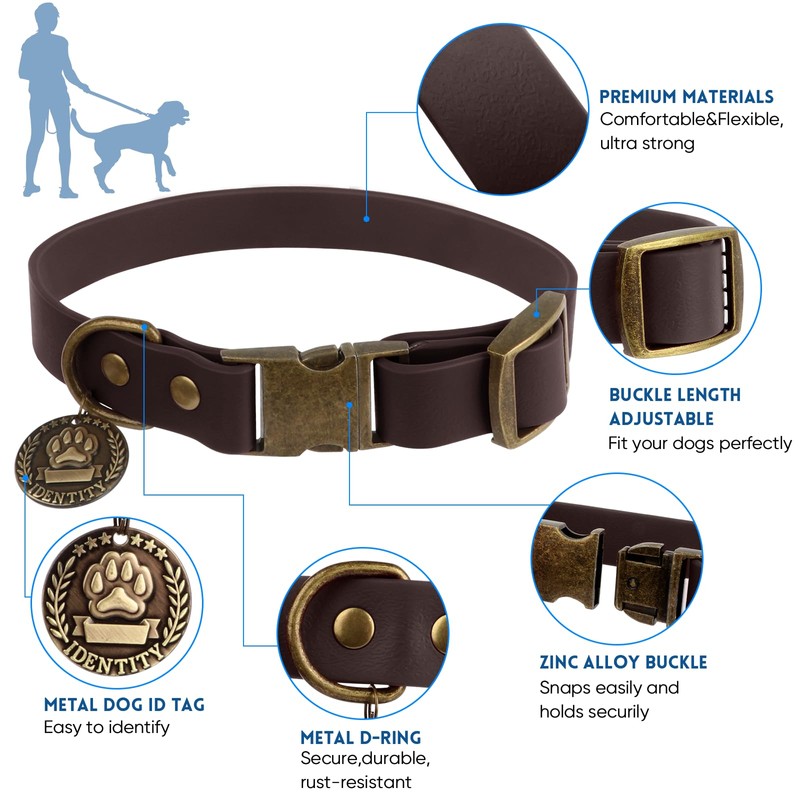 Wisedog Dog Collar and Leash Set, Waterproof Adjustable Puppy Collars