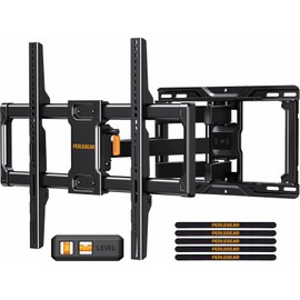 Perlegear Perlegear UL Listed Full Motion TV Wall Mount for Most 42–84 inch Flat Curved TVs up to 132 lbs, 12″/16″ Wood Studs, Bracket with Articulating Arms, Swivel, Tool-Free Tilt, Max VESA 600x400mm PGLF12