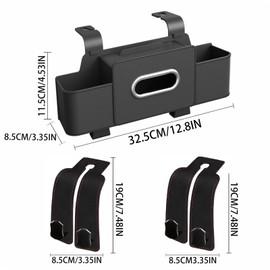 HengYDa Car Back Seat Organizer, Car Seat Back Organizer with Car Cup Holder, 2 PCS Car Purse Hook, Car Tissue Holder and Storage Box, Car Seat Back Storage Hook - Perfect for Kids and Travel (Black)