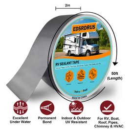 EDSRDRUS RV Roof Tape, Heavy-Duty Adhesive Butyl Seal Tape Waterproof UV-Resistant for RV Repair, RV Sealant Tape for Boat, Camper Roof Leaks (Grey, 2inch*50ft)