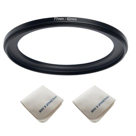77mm Lens to 62mm Camera Lens Adapter 77mm to 62mm Step Down Ring Adapter Ring for All Brands of UV ND CPL, with Premium Lens Wiping Cloth 2 Pack (77mm-62mm)