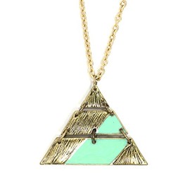 Magic Metal Triangle Panels Necklace Green Geometric Gold Tone Pyramid Pendant NT10 Fashion Jewelry