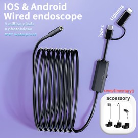 Endoscope Camera with Light, 1920P HD Borescope Tools with 8 Adjustable LED Lights, Endoscope with 16.4ft Semi-Rigid Snake Camera, 7.9mm IP67 Waterproof Inspection Camera for iOS and Android
