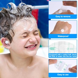 KOQAIIZ Pack of 60 Ear Protectors Swimming Children, Ear Plugs for Swimmers, Transparent Earmuffs, Ear Protection, Waterproof, Suitable for Swimming and Surfing