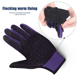 Ytuomzi Winter Gloves Touch Screen Warm Gloves Cold Weather Windproof Cycling Driving Riding Bike Telefingers Thermal Gloves Non-Slip Silicone Gel Adjustable Full Finger Mittens (Purple, Medium)