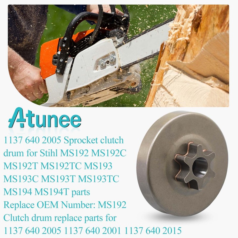 Atunee 3/8" 6T Sprocket Clutch Drum for Stihl MS192 MS192C
