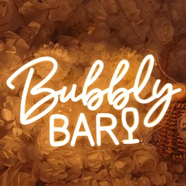 SYLHOME Bubbly Neon Bar Led Neon Light Sign Home Bar Shop Bedroom Game Room Man Cave Wall Sign Decor Wedding Birthday Party Light Up Sign Champagne Backdrop USB 15.75"X8.27"