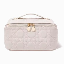 Makeup Pouch, Large Capacity, Makeup Pouch, Travel, Cosmetic Case, Trinket Case, Lightweight, Waterproof, Multi-functional, Cute, Cosmetic Storage Bag, Convenient to Carry and Store, Perfect for Business Trips, Gift (White)