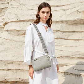 BOSTANTEN Small Crossbody Purse for Women Triple Zip Cell Phone Leather Handbag with Colored Shoulder Strap