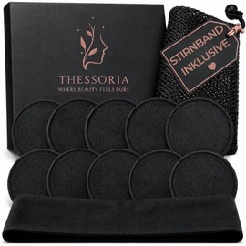 Washable make-up removal pads, complete make-up removal set | 10 Pads | Headband | Wash Bag | Gift Box | Double Sided
