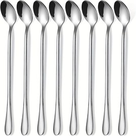 Maestro Craft Pack of 12 Stainless Steel Long Handle Spoons, Mixing Stirring Tea Coffee Desserts Spoons- Kitchen Cutlery Set, Dishwasher Safe 7.5in