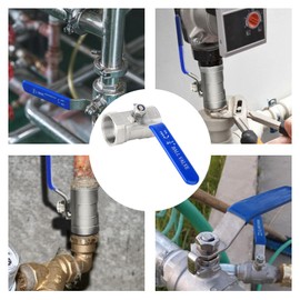 Ball Valve, 1/4 Inch Stainless Steel Ball Valve, Mini Ball Valve Made of 304 Stainless Steel with Lever Handle, Reduces Port Pipe Ball Valve with Internal Thread, Manual Shut-off Valve with Blue