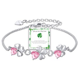 Diorra Kleeblatt Armband 925 Sterling Silber Armband Damen mit Cubic Zirkonia Verstellbare Charm Armband Glücksbringer Armbänder Schmuck Geschenke für Frauen Freundin mama