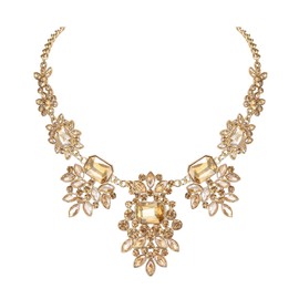 Ever Faith Brown Chunky Collar Necklace for Women, Sparkly Rhinestone Crystal Floral Art Deco Vintage Statement Necklace for Wedding Party