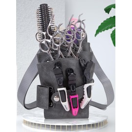 Niaoszhex Hairdresser Belt Bag, Scissor Bag, Barber Tool Bag, Hairdresser Salon Cutting Bag, Hairdresser for Hairdressing Salon, Scissors, Comb Storage (LQ-252 Grey)