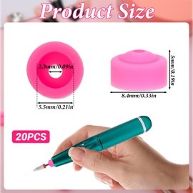 20 PCS Drill Nail Dust Collector Pink Dustproof Protector Caps Nail Art Tools Drill Dust Collector Nail Filer Plastic Cap Nail Art Tools Silicone Dust Stopper for Nail Drill