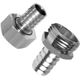 Beduan Stainless Steel Garden Hose Repair Connector Fitting 3/8" Barb to 3/4 Garden hose Male and Female GHT Threaded Hose Fittings