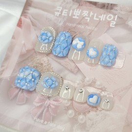 Quilting emboss handmade nail tips, pedi tips - Paddy B (-4,000 won) / 퀼팅엠보 수제네일팁,페디팁 - 패디B (-4,000원)