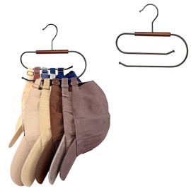 LoforHoney Hat Hanger for Closet, Hat Organizer for Baseball Caps, Wooden & Metal Hat Rack, Double-Layer Hanging Rack Holds 10 Hats, Ideal for Hats, Ties, Bags, Belts, Yoga Pants (1 Pack)