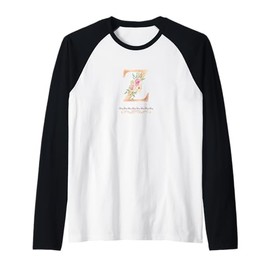 WOMENS LETTER 'Z' INITIAL WATERCOLOR DUSTY PINK ROSE FLOWER Raglan Baseball Tee