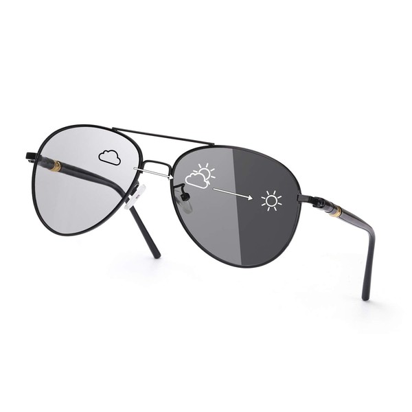 SODQW Photochromic Polarized Sunglasses Mens Pilot Sun Specs for Driving