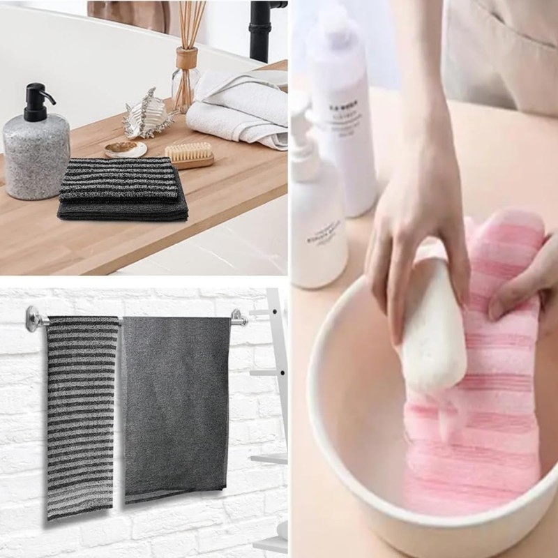 2 Pack Back Scrubber for Shower Bath,Scrub Wash Cloth,Exfoliating Washcloth