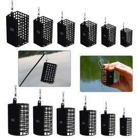 Begonia Pack of 12 Fishing Feeder for Fishing, Metal Cage, Fishing Feeder Basket, Round Square, Rotating Feeder Made of Metal, 10g/15g/20g/30g/40g/50g