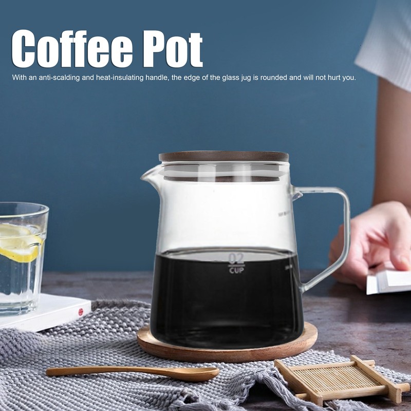 Coffee Pot with Lid HeatResistant Glass Heat Insulation Handle Kettle