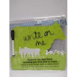 Magnetic Drywipe Cow Notice Memo Board Including Pen with Built in Eraser