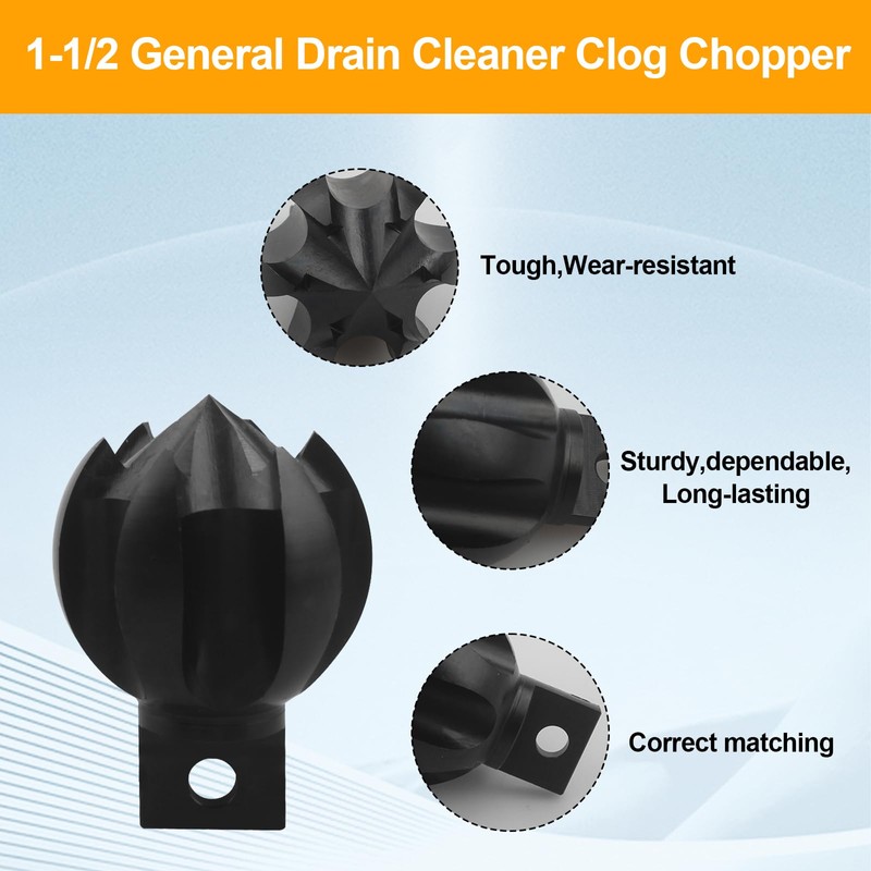 General Pipe Cleaners,Drain Snake Drill Attachment for ClogChopper,1-1/2CG&1-1/2 Inch Multi-Function