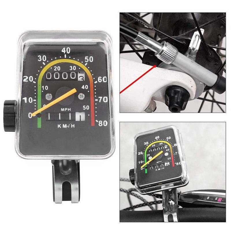Dilwe Mechanical Bike Speedometer with LCD Display, Cycling Computer Odometer